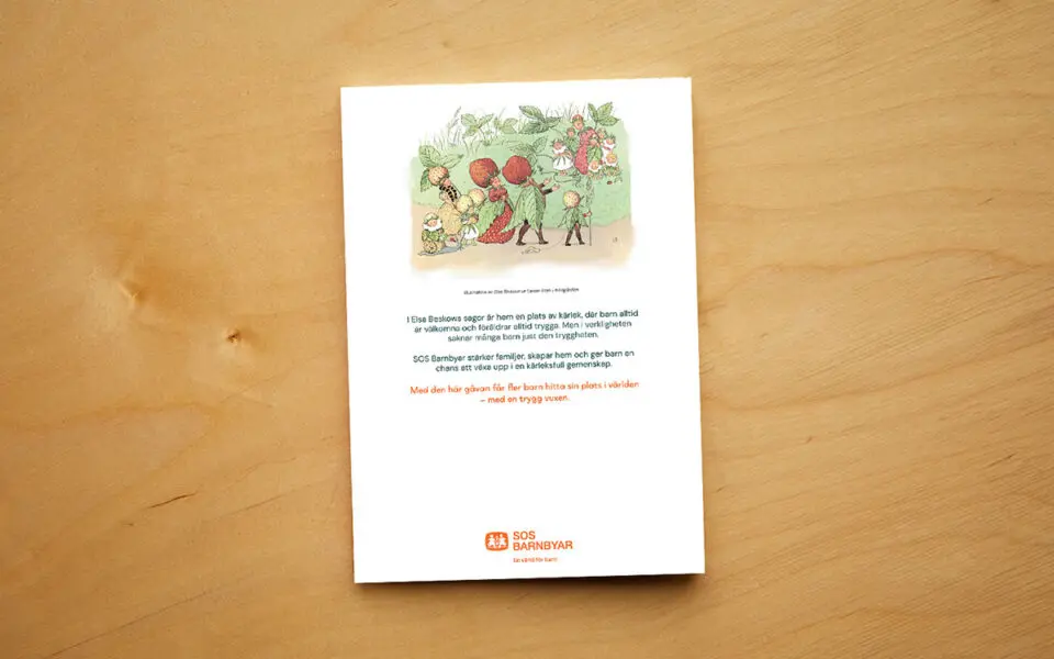 Digitalt gåvobevis med illustration av Elsa Beskow.
