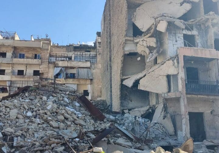 Förödelse efter jordbävningen i Syrien 2023.