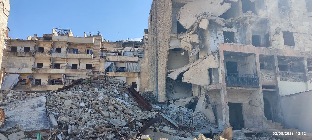 Förödelse efter jordbävningen i Syrien 2023.
