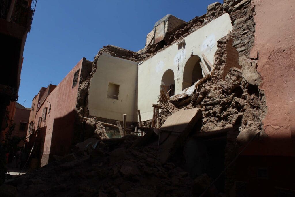Förstörda byggnader i Marocko