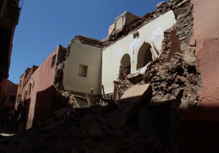Förstörda byggnader i Marocko