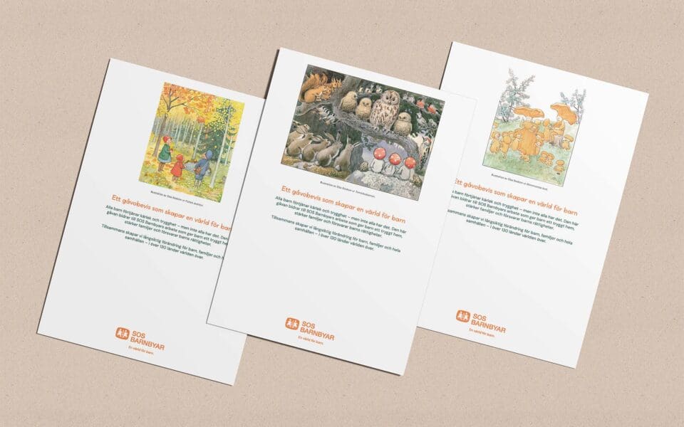 Gåvobevis med illustration av Elsa Beskow.