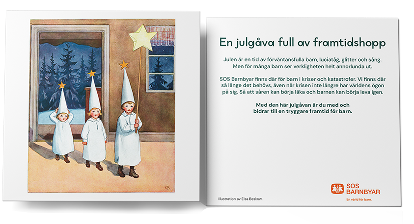 Tryckt gåvobevis med illustration av Elsa Beskow.